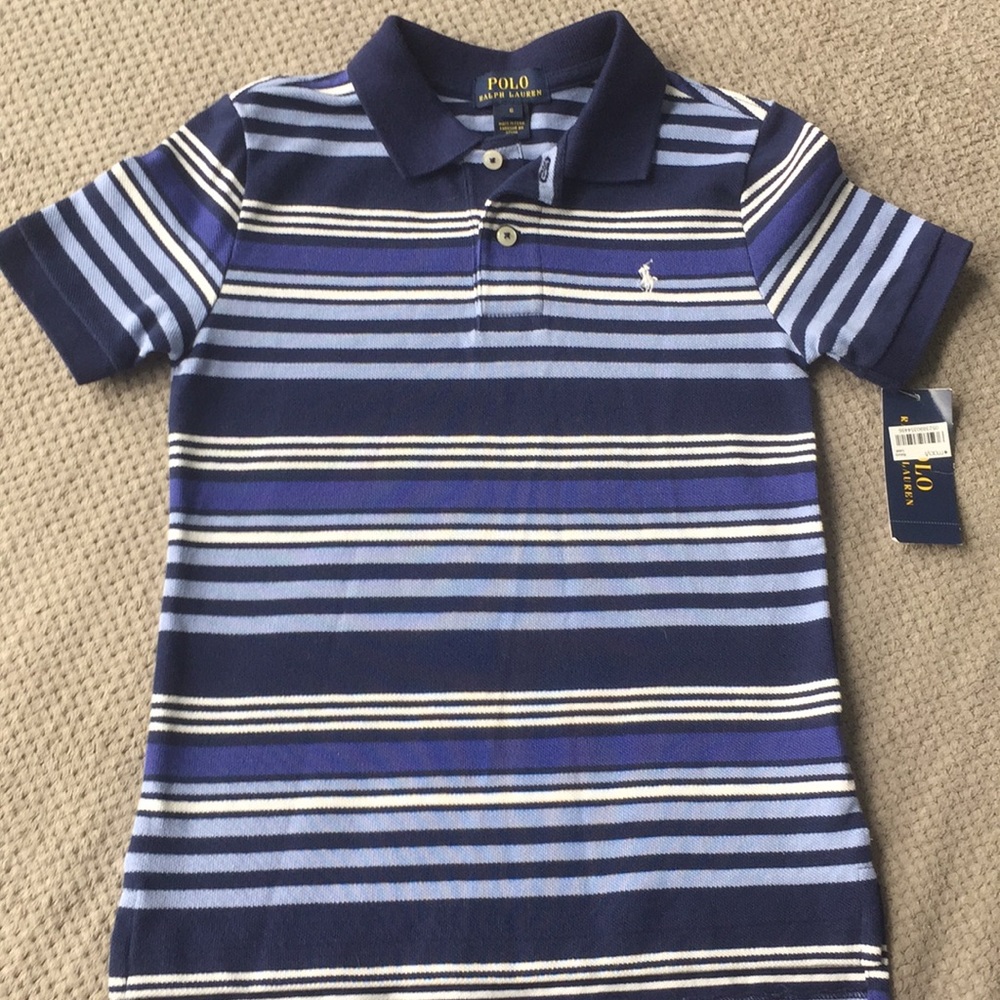 Boys Ralph Lauren blue striped polo NWT